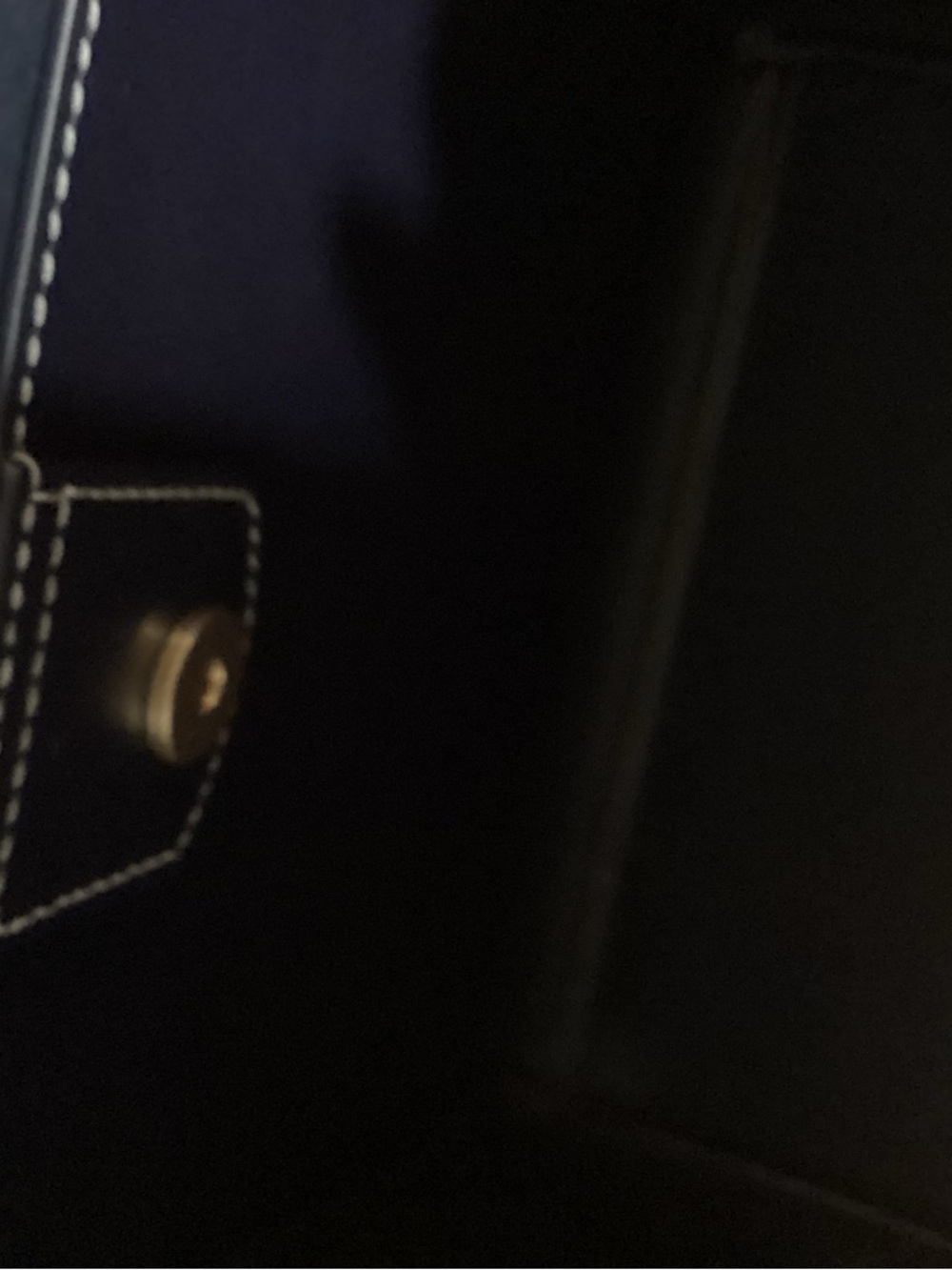 Tory Burch Navy and Cream Logo Drawstring Tote - Picture 7 of 8